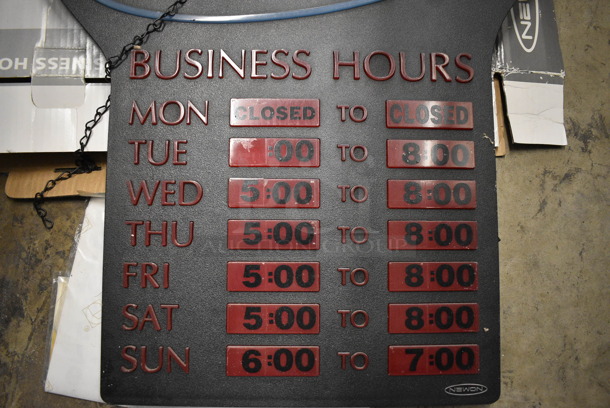 IN ORIGINAL BOX! Open Sign w/ Hours. Does Not Come w/ Power Cord. 21x1.5x23 - Image 2 of 4