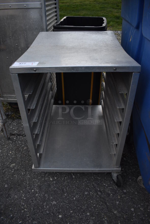 Metal Commercial Pan Transport Rack on Commercial Casters. Missing Caster. 21.5x27.5x31.5