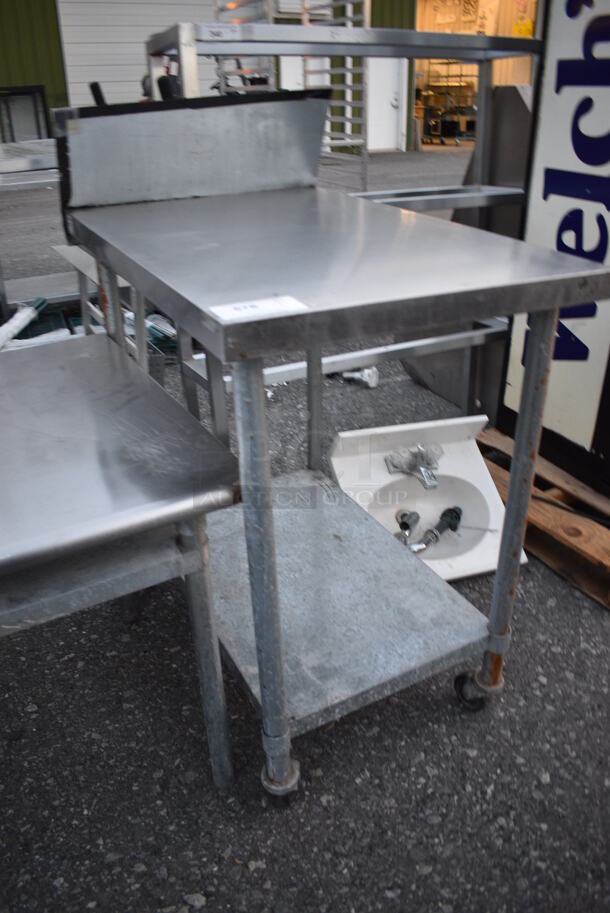 Stainless Steel Commercial Table w/ Metal Undershelf and Backsplash on Commercial Casters. 24x36x48 - Image 3 of 4