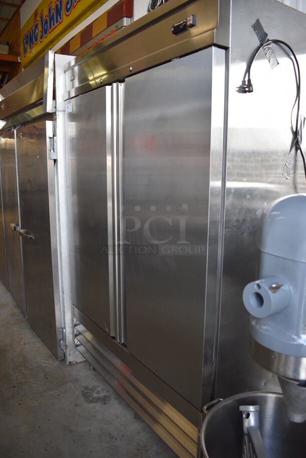 SWEET! Summit Model SCRR490 Stainless Steel Commercial 2 Door Reach In Cooler w/ Poly Coated Racks on Commercial Casters. 115 Volts, 1 Phase. 54x33x82.5. Tested and Working! - Image 2 of 7