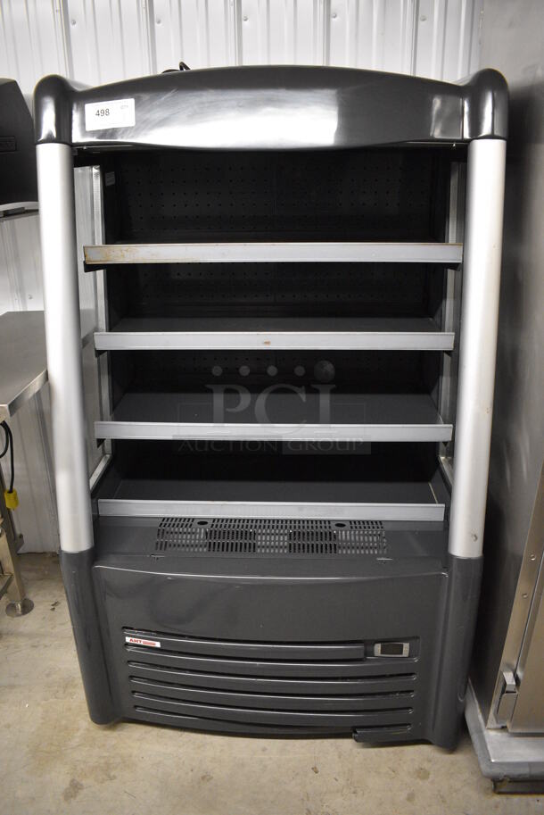 WOW! AHT Metal Commercial Floor Style Grab N Go Open Merchandiser Display Case w/ 3 Shelves. 36x28x60. Tested and Powers On But Temps at 53 Degrees