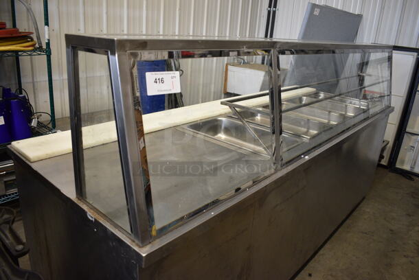 NICE! Stainless Steel Commercial Sandwich Prep Station w/ Sneeze Guard on Commercial Casters. 96.5x35x52. Tested and Powers On But Does Not Get Cold - Image 2 of 6