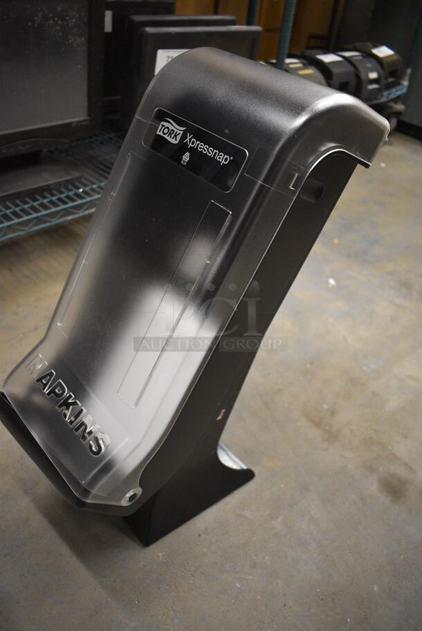 Tork Xpressnap Black and Clear Poly Countertop Napkin Dispenser. 8x8x22 - Image 2 of 4
