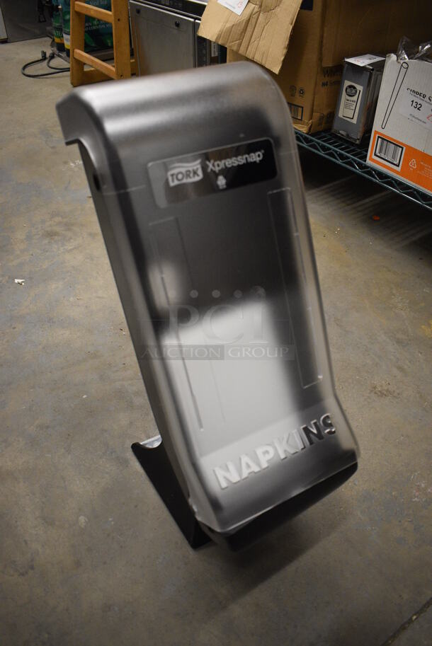 Tork Xpressnap Black and Clear Poly Countertop Napkin Dispenser. 8x8x22 - Image 3 of 4
