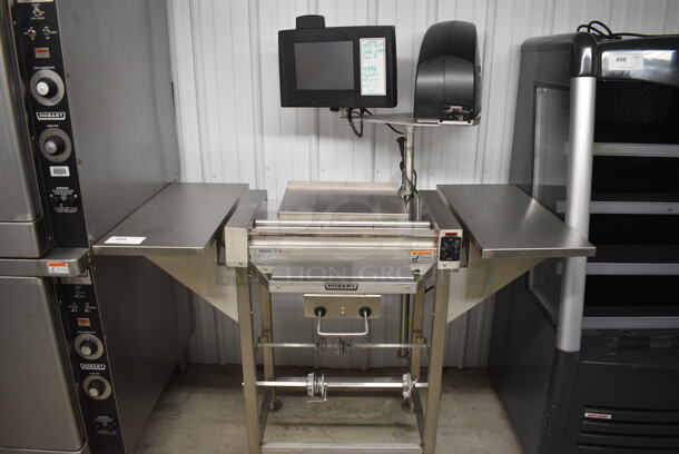 SWEET! Hobart Model HWS-4 Stainless Steel Commercial Floor Style Heat Seal Shrink Wrapping Station w/ Monitor and Label Printer. 120 Volts, 1 Phase. 53x40x62. Tested and Working!