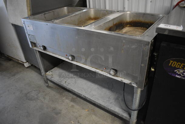 NICE! Eagle Model DHT3-120 Stainless Steel Commercial Electric Powered 3 Bay Steam Table w/ Metal Undershelf. 120 Volts, 1 Phase. 48x22.5x34. Tested and Working! - Image 2 of 8