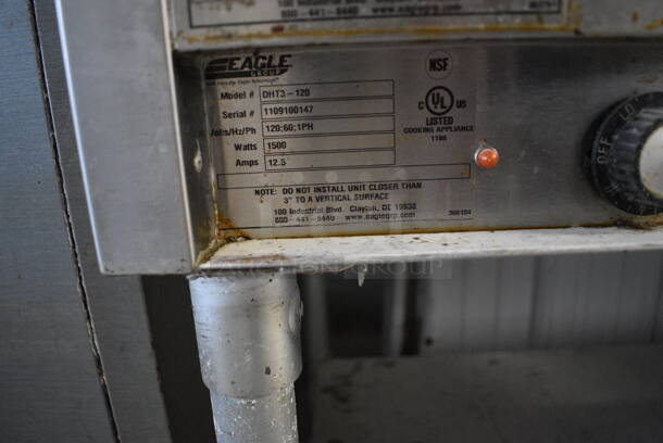 NICE! Eagle Model DHT3-120 Stainless Steel Commercial Electric Powered 3 Bay Steam Table w/ Metal Undershelf. 120 Volts, 1 Phase. 48x22.5x34. Tested and Working! - Image 6 of 8