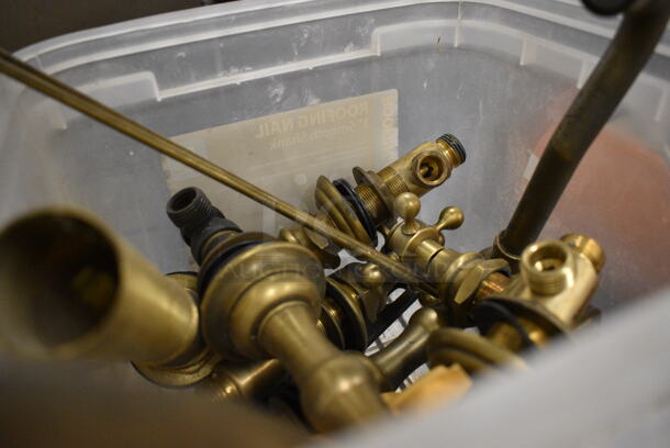 ALL ONE MONEY! Lot of Various Metal Pieces for Faucets In Clear Poly Bin! - Image 2 of 5