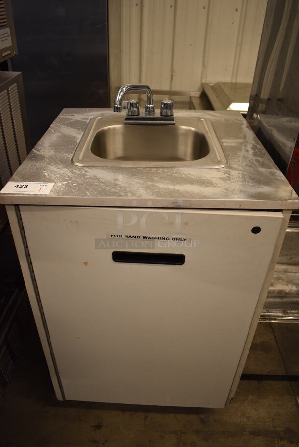 Stainless Steel Portable Sink w/ Faucet and Handles on Commercial Casters. 24x24x42