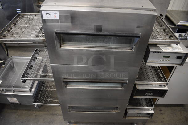 3 GORGEOUS! Lincoln Impinger Stainless Steel Commercial Electric Powered Conveyor Pizza Oven on Commercial Casters. 59x44x62. 3 Times Your Bid!