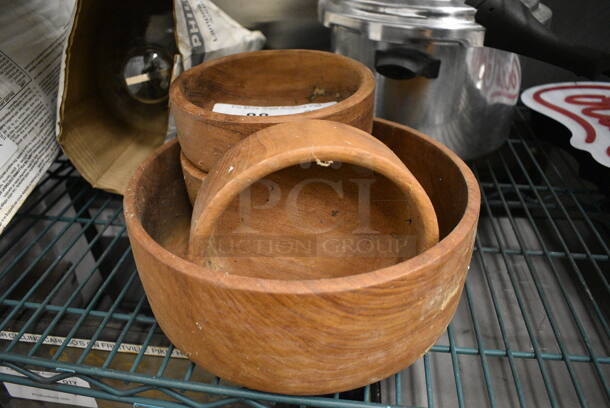 4 Wood Pattern Bowls. 6x6x2, 10x10x4. 4 Times Your Bid!