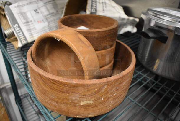 4 Wood Pattern Bowls. 6x6x2, 10x10x4. 4 Times Your Bid! - Image 2 of 2