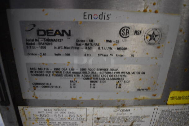 NICE! Dean Model SR42GNS Stainless Steel Commercial Natural Gas Powered Floor Style Deep Fat Fryer on Commercial Casters. 105,000 BTU. 15.5x30x48 - Image 6 of 6