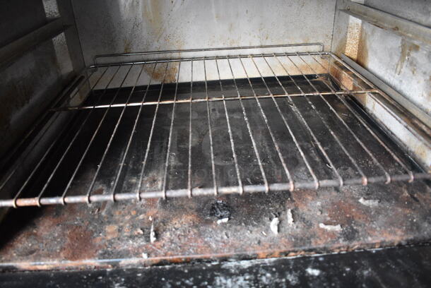 GREAT! Tri Star Stainless Steel Commercial Natural Gas Powered 2 Burner Range w/ Right Side Flat Top Griddle, Lower Oven and Stainless Steel Overshelf on Commercial Casters. 36x32x57  - Image 6 of 7