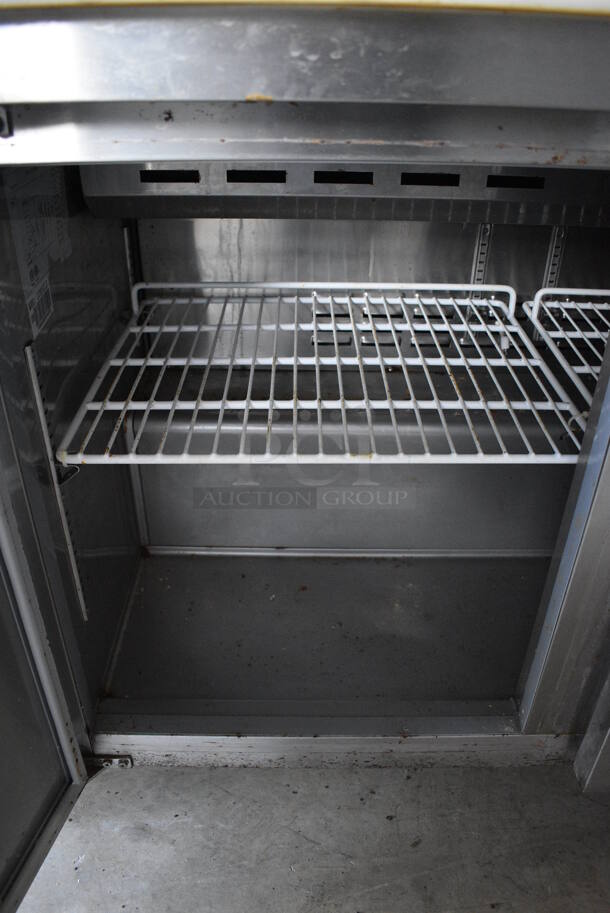 WOW! Avantco Model 178SCL2 Stainless Steel Commercial Sandwich Salad Prep Table Bain Marie Mega Top w/ Double Overshelf on Commercial Casters. 115 Volts, 1 Phase. 47x30x65. Tested and Powers On But Temps at 53 Degrees - Image 5 of 9