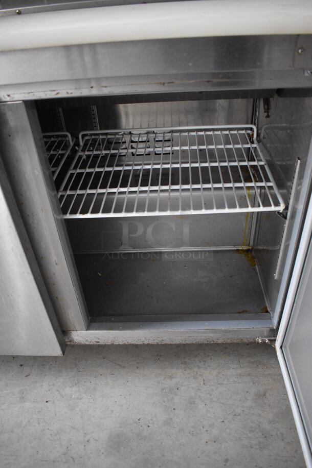 WOW! Avantco Model 178SCL2 Stainless Steel Commercial Sandwich Salad Prep Table Bain Marie Mega Top w/ Double Overshelf on Commercial Casters. 115 Volts, 1 Phase. 47x30x65. Tested and Powers On But Temps at 53 Degrees - Image 6 of 9