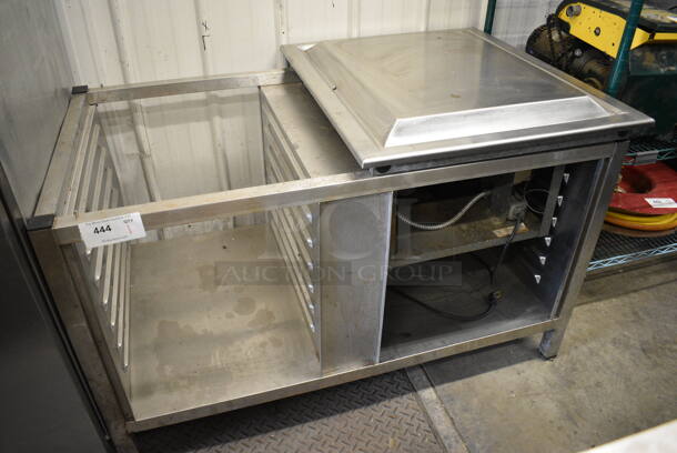 NICE! Stainless Steel Commercial Cold Pan Unit w/ Left Side Pan Rack. 48.5x31.5x32. Tested and Does Not Power On