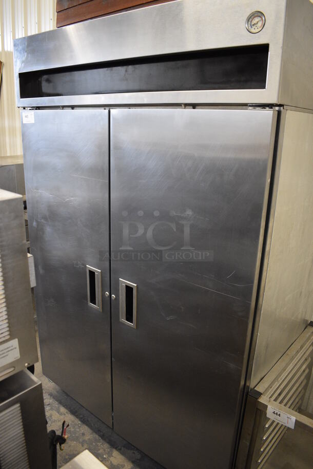 WOW! Delfield Model 6151-S Stainless Steel Commercial 2 Door Reach In Cooler w/ Poly Coated Racks on Commercial Casters. 115 Volts, 1 Phase. 51x33x80. Tested and Does Not Power On