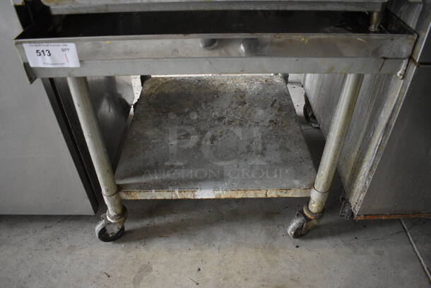 Stainless Steel Commercial Equipment Table w/ Metal Undershelf on Commercial Casters. 30x30x27