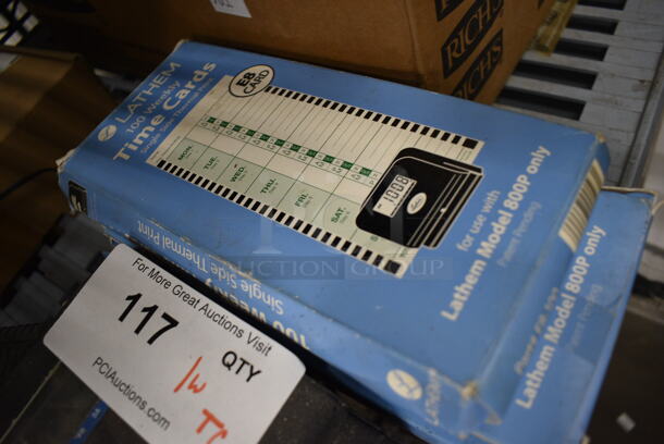 Latham Gray Countertop Time Clock w/ 2 Boxes of Timecards. 6x6x3 - Image 3 of 3