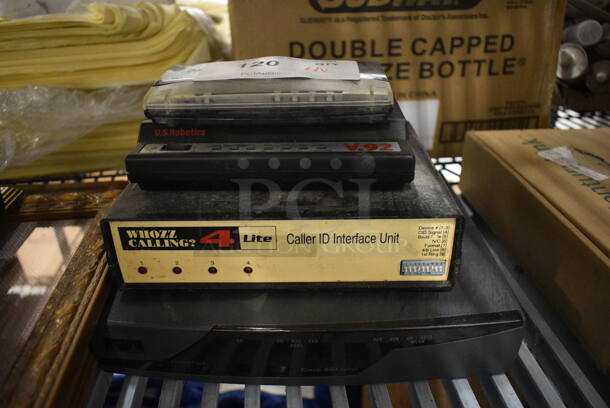 4 Various Items; Cisco 800, Whozz Calling Caller ID Interface Unit, US Robotics V.92 and Electronic Unit. 4 Times Your Bid!