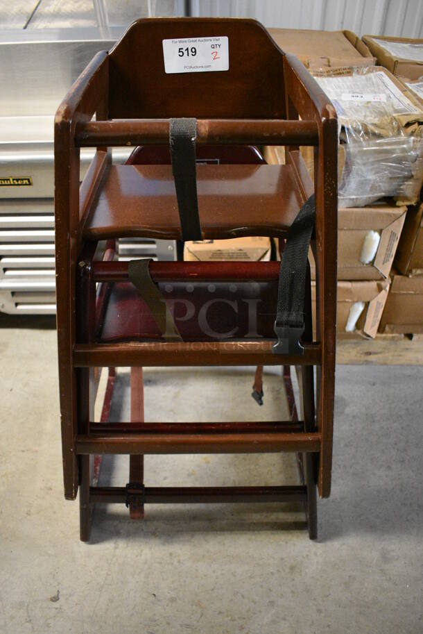 2 Wood Pattern High Chairs. 19x20x29. 2 Times Your Bid!