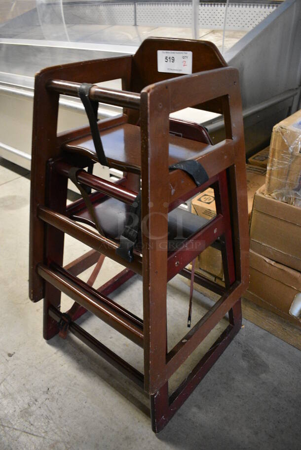 2 Wood Pattern High Chairs. 19x20x29. 2 Times Your Bid! - Image 2 of 5