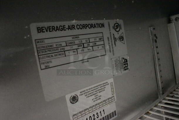 NICE! Beverage Air Model UCR48A Stainless Steel Commercial 2 Door Undercounter Cooler on Commercial Casters. 115 Volts, 1 Phase. 48x29x35. Tested and Working! - Image 5 of 6