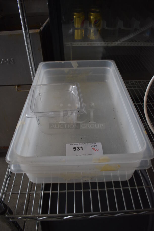 3 Various Clear Poly Drop In Bins. 1/1x4, 1/6x4. 3 Times Your Bid! - Image 1 of 3