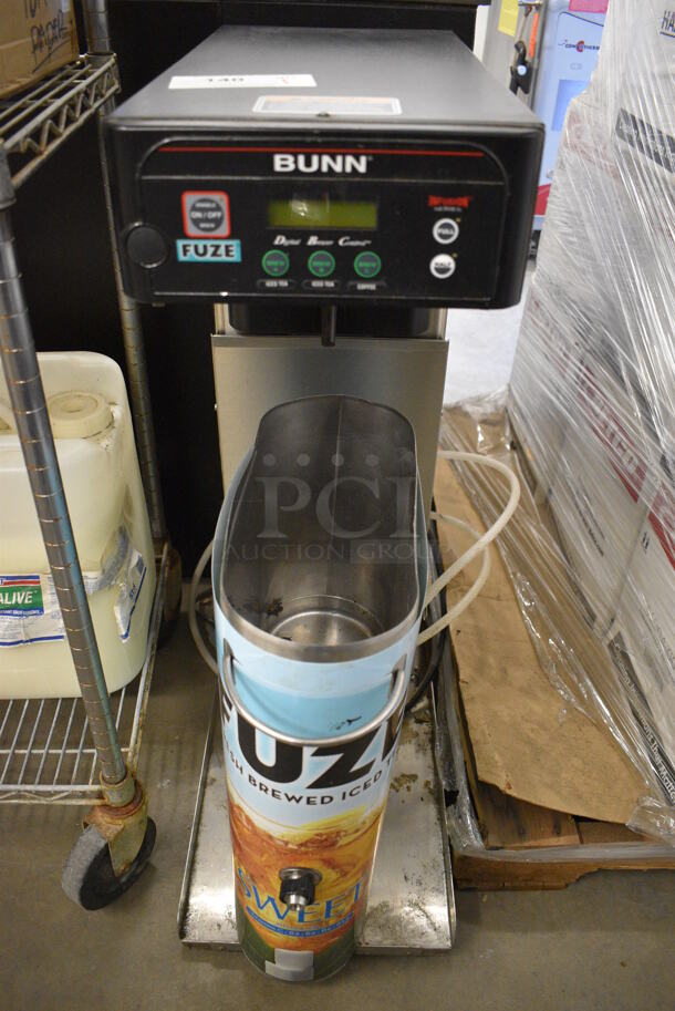 NICE! 2009 Bunn Model ITCB-DV Stainless Steel Commercial Countertop Iced Tea Machine w/ Beverage Holder Dispenser. 120 Volts, 1 Phase. 10x24x34