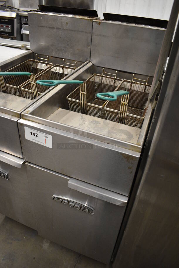 NICE! Imperial Stainless Steel Commercial Floor Style Gas Powered Deep Fat Fryers w/ 2 Metal Fry Baskets. 15.5x30x46 - Image 4 of 5