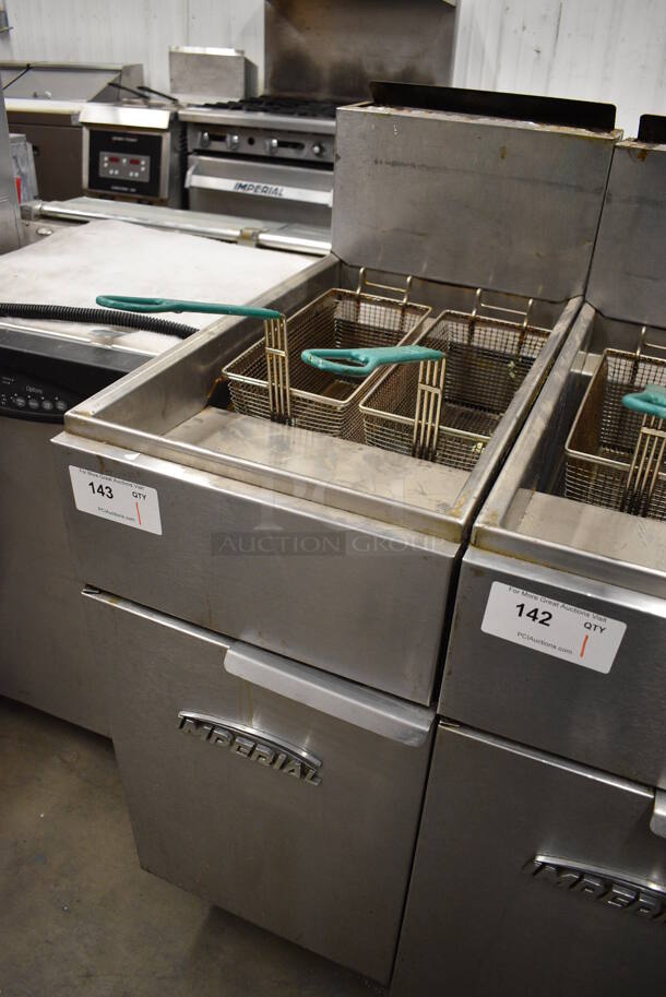 NICE! Imperial Stainless Steel Commercial Floor Style Gas Powered Deep Fat Fryers w/ 2 Metal Fry Baskets. 15.5x30x46 - Image 2 of 6