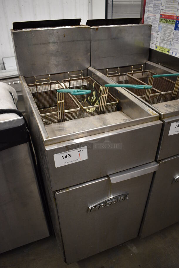 NICE! Imperial Stainless Steel Commercial Floor Style Gas Powered Deep Fat Fryers w/ 2 Metal Fry Baskets. 15.5x30x46 - Image 6 of 6