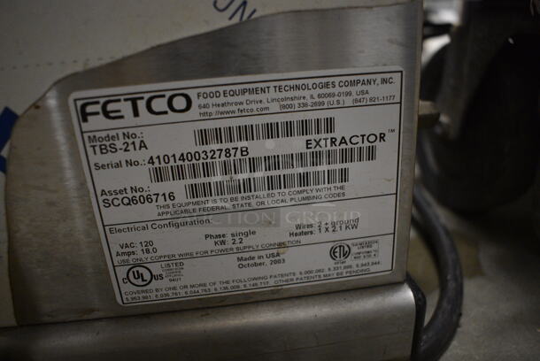 NICE! Fetco Model TBS-21A Stainless Steel Commercial Countertop Coffee Machine. 120 Volts, 1 Phase. 12x18x34 - Image 4 of 4