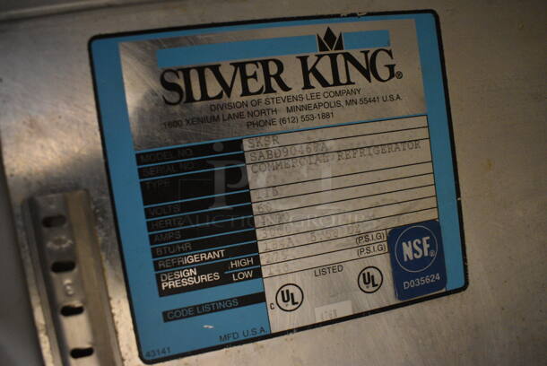 NICE! Silver King Model SKSR Stainless Steel Commercial Single Door Undercounter Cooler. 115 Volts, 1 Phase. 27.5x32x20. Tested and Working! - Image 4 of 4