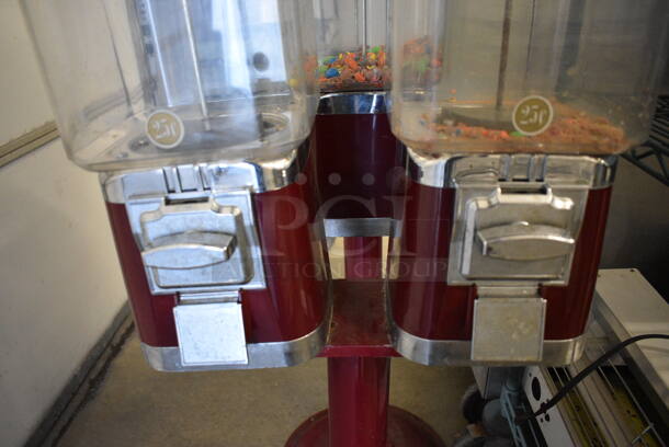 Metal Floor Style 2 Well Coin Operated Candy Dispenser. Does Not Come w/ Key. 18x14x41 - Image 3 of 4