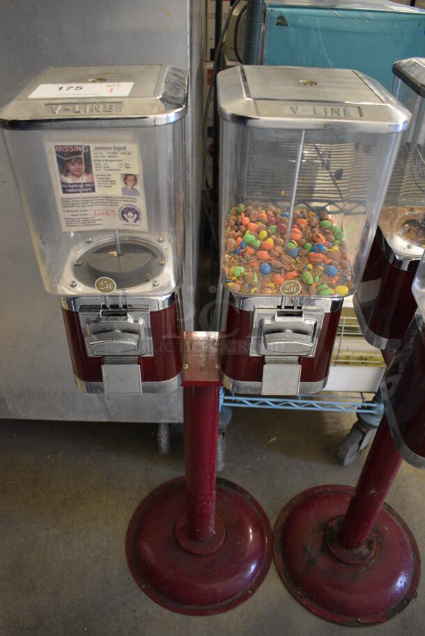 Metal Floor Style 2 Well Coin Operated Candy Dispenser. Does Not Come w/ Key. 18x14x41