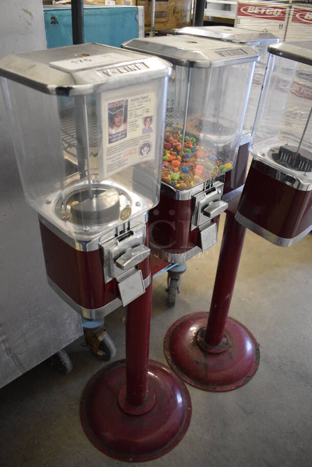 Metal Floor Style 2 Well Coin Operated Candy Dispenser. Does Not Come w/ Key. 18x14x41 - Image 2 of 4