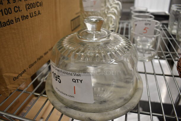 Stone Plate and Glass Dome Lid. 7.5x7.5x6 - Image 1 of 1