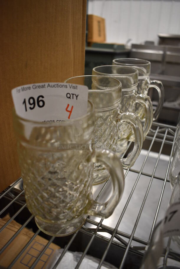 4 Glass Mugs. 4.5x3x6. 4 Times Your Bid! - Image 2 of 2