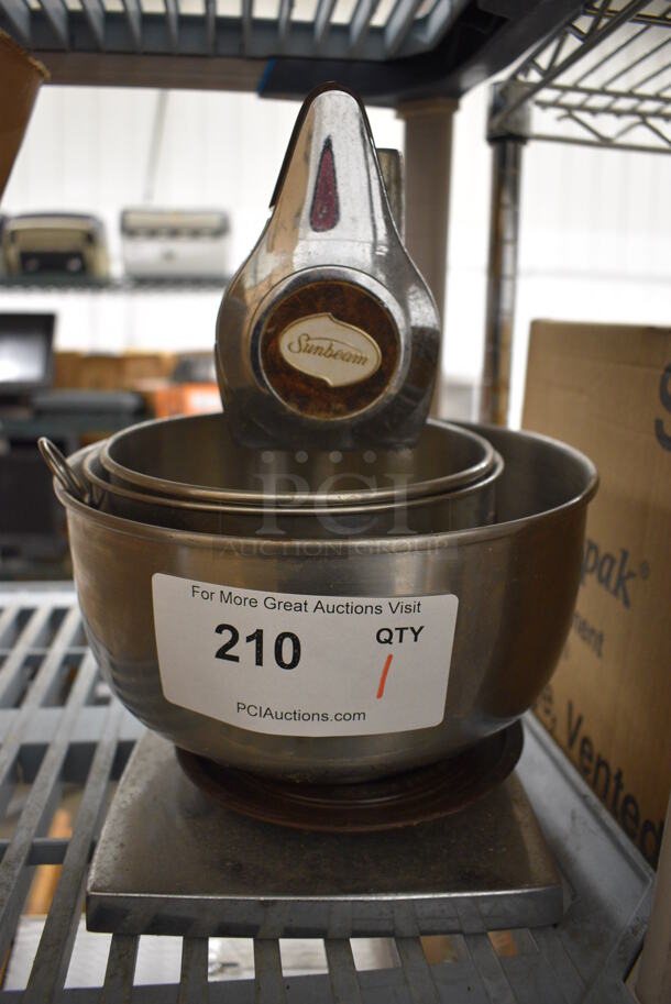 Sunbeam Metal Countertop Planetary Mixer w/ Metal Mixing Bowls. 120 Volts, 1 Phase. 9x17x13 - Image 2 of 5