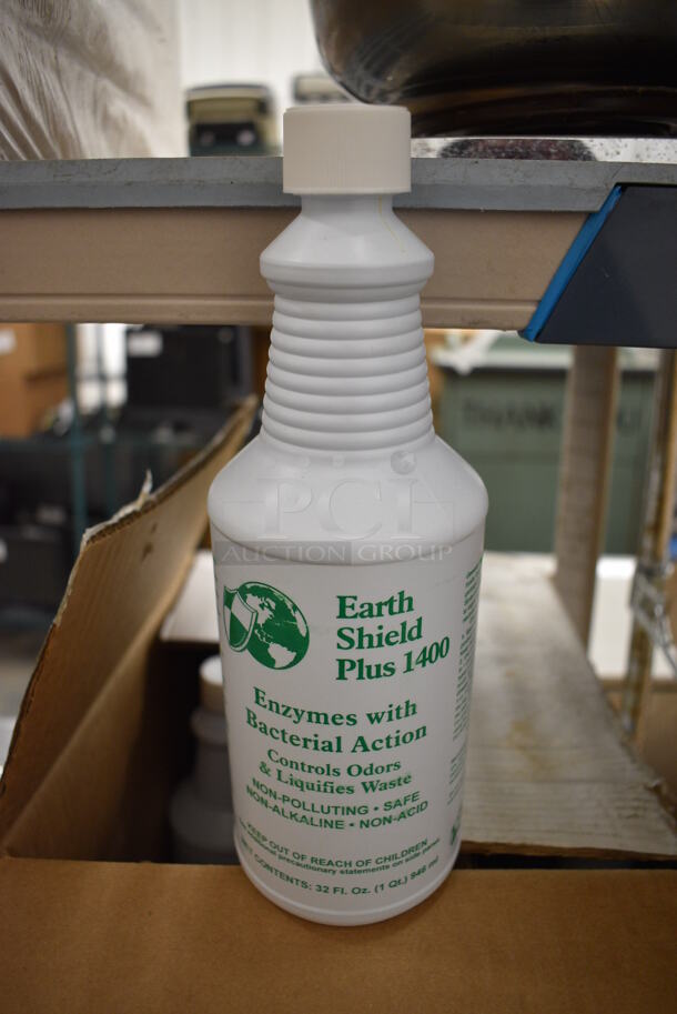 11 Earth Shield Plus 1400 Enzymes with Bacterial Action Bottles. 3.5x3.5x10. 11 Times Your Bid!