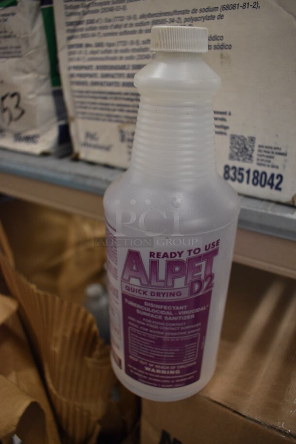 12 Alpet D2 Quick Drying Disinfectant Bottles. 3.5x3.5x10. 12 Times Your Bid!