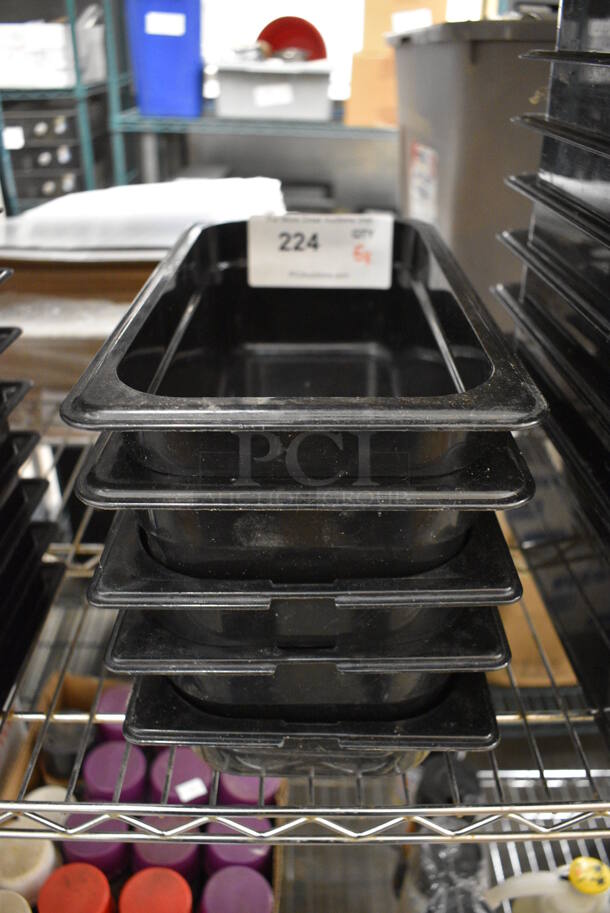 6 Various Black Poly 1/3 Size Drop In Bins. 1/3x4, 1/3x2. 6 Times Your Bid!