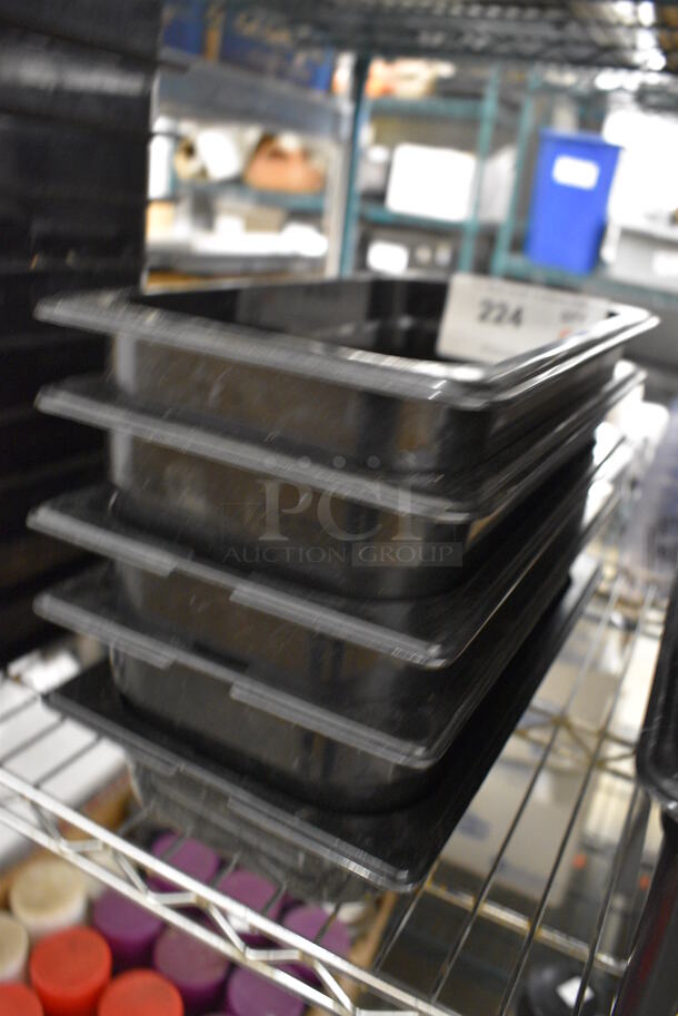 6 Various Black Poly 1/3 Size Drop In Bins. 1/3x4, 1/3x2. 6 Times Your Bid! - Image 2 of 3