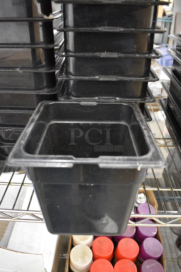 10 Black Poly 1/6 Size Drop In Bins. 1/6x6. 10 Times Your Bid! - Image 1 of 3