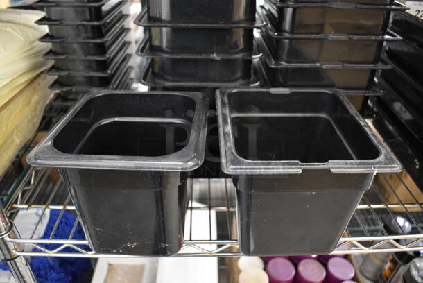 9 Black Poly 1/6 Size Drop In Bins. 1/6x6. 9 Times Your Bid! - Image 1 of 4