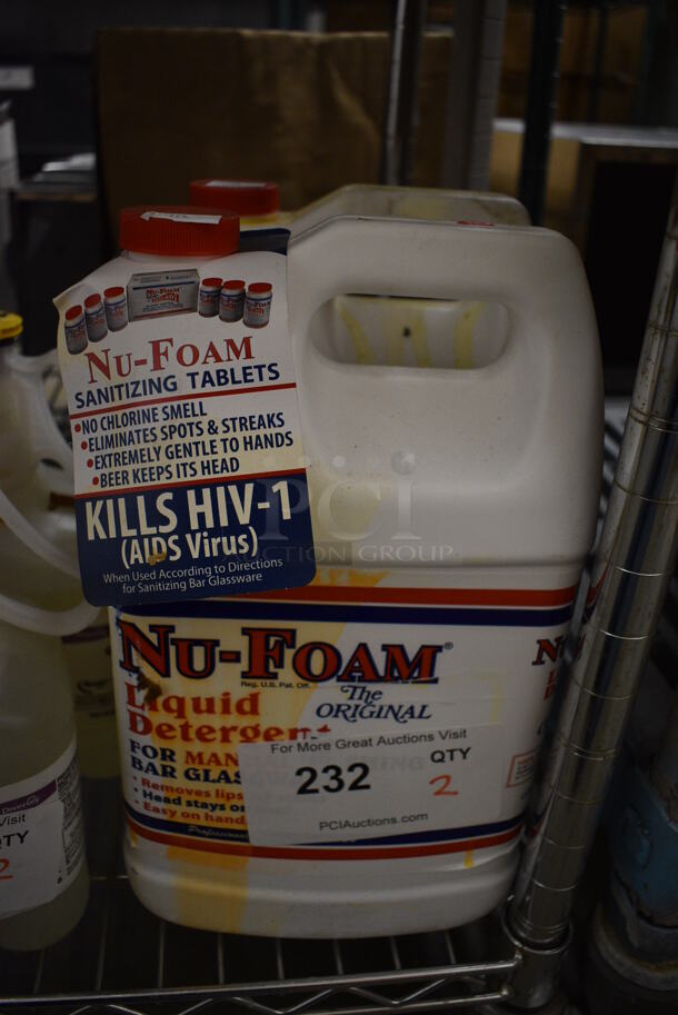 2 Nu Foam Liquid Detergent Jugs. 7x12x12. 2 Times Your Bid!