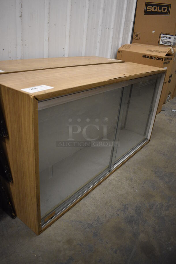 Wood Pattern Dry Display Cabinet w/ 2 Sliding Glass Panes. 48x12x24
