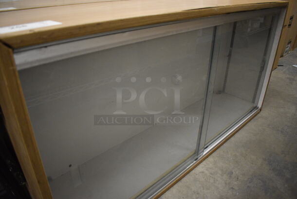 Wood Pattern Dry Display Cabinet w/ 2 Sliding Glass Panes. 48x12x24 - Image 3 of 4